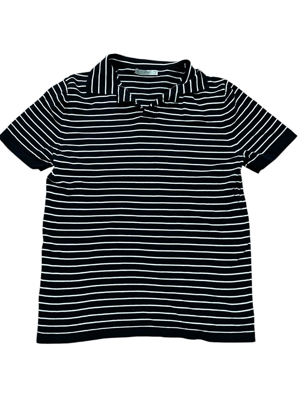 ❤️ 4‎ for $25 ❤️ Mango Black and White Striped Polo - Men’s medium